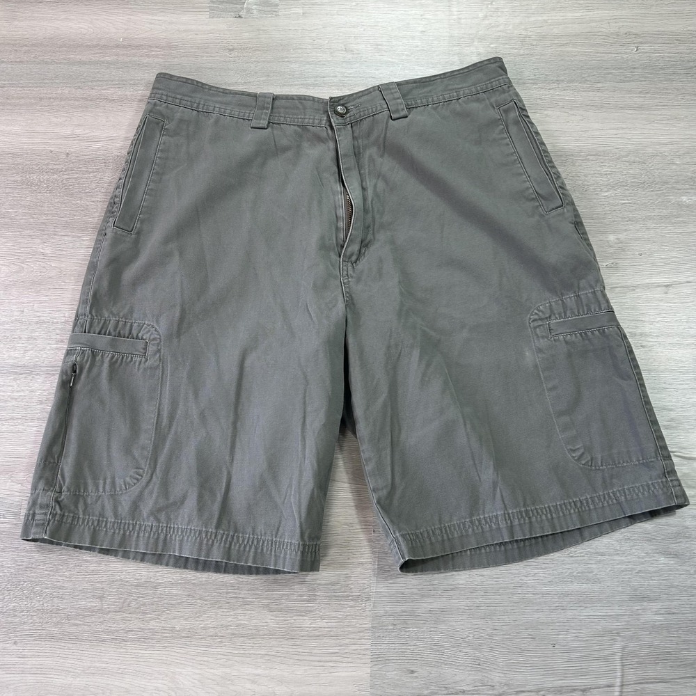 KAVU Shorts‎ Mens 34 Gray Cargo Utility Cotton Outdoor Hiking Side Zip Pockets
